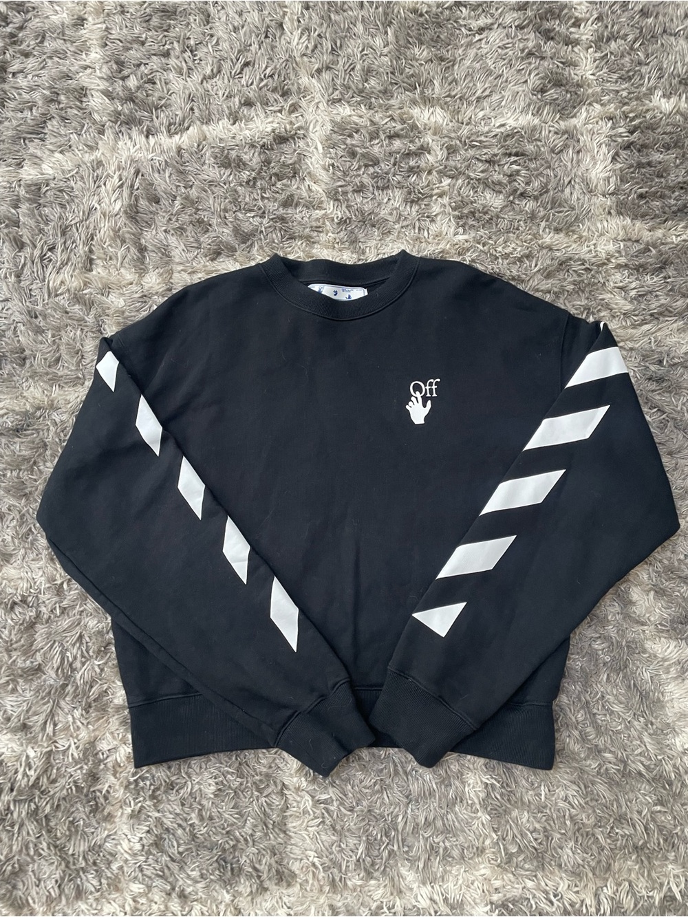 Authentic Off-White Agreement Diag Arrows Black Crewneck Sweatshirt